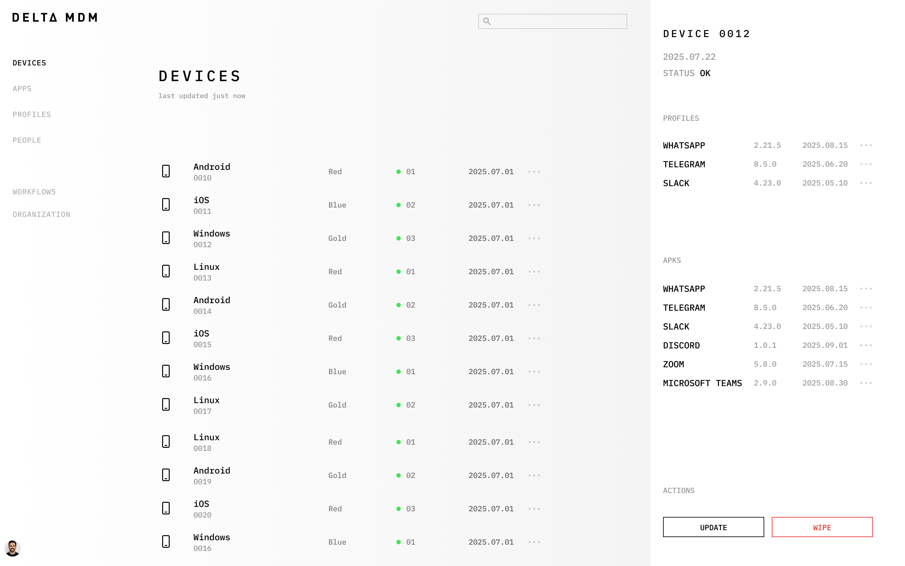 DELTΔ MDM User Interface